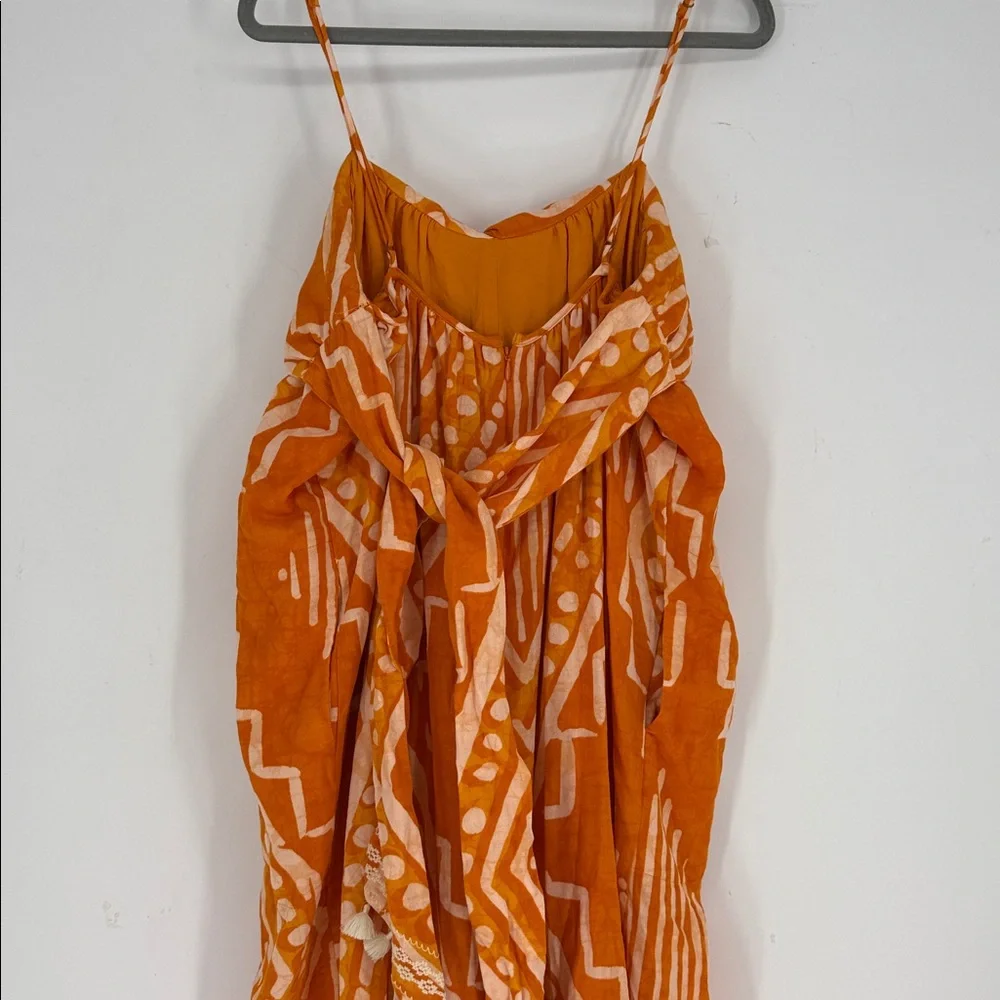 NWT ANTHROPOLOGIE PLEATED WIDE-LEG JUMPSUIT IN ORANGE size L - Picture 8 of 10
